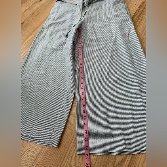 NEW Loft Linen Wide Leg Crop Striped Pull On Elastic Waist Pants Size Large - Picture 7 of 14